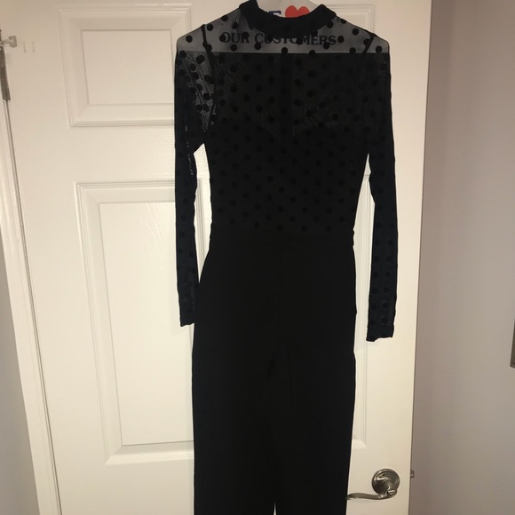 french connection lea polka dot mesh jumpsuit